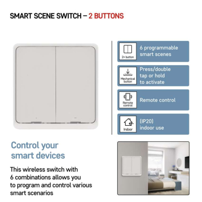 Розумний вимикач EMOS H5012 2 buttons ZigBee 3.0 (H5012)