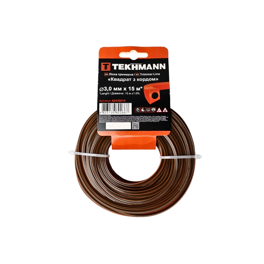 Жилка косильна Tekhmann "Квадрат з кордом" 3,0 мм × 15 м (42430015)