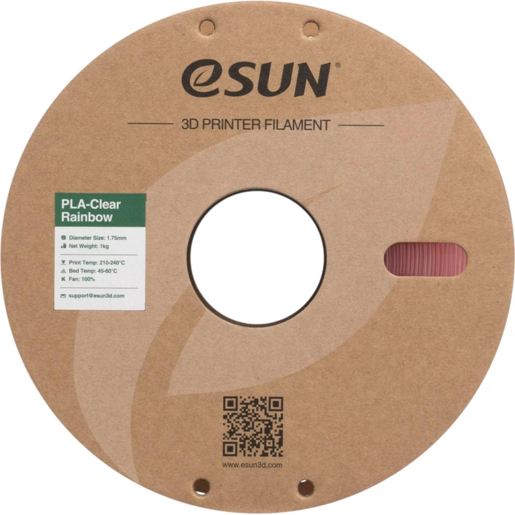 Пластик для 3D-принтера eSUN PLA Clear Rainbow 1,75mm 1kg PINK-Crystal (PLA-CLRB175O-CP1P1)