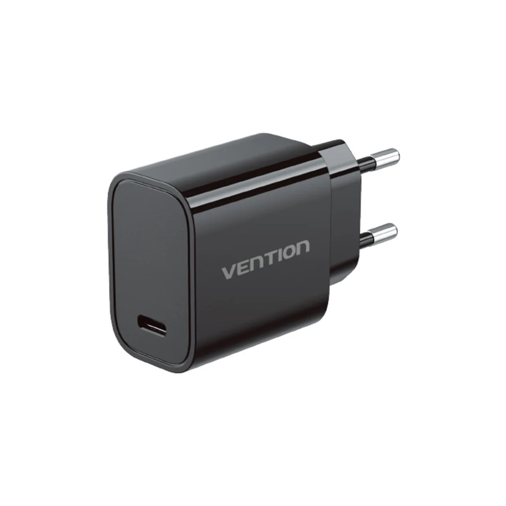 Зарядний пристрій Vention 1xUSB-C PD30W + cable USB-C to USB-C black (G18B0-EU)