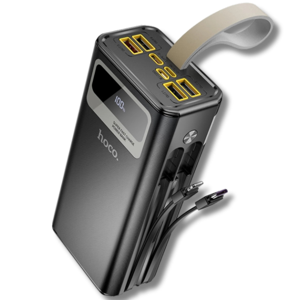 Повербанк HOCO 30000mAh Plentiful 22.5W, built-in cables, LED, Black (DB58 / 715030) Повербанк HOCO 30000mAh Plentiful 22.5W, built-in cables, LED, Black (DB58 / 715030)