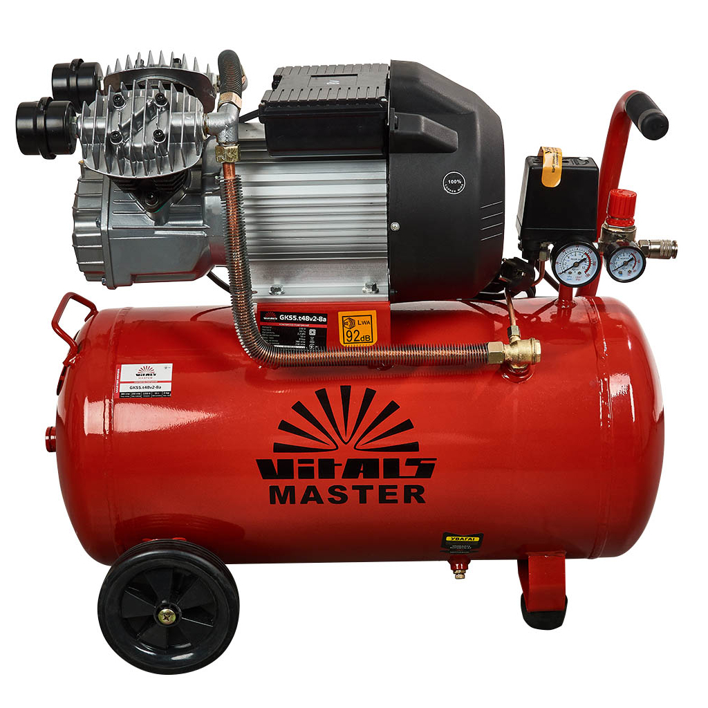 Компресор Vitals Master GK55.t48v2-8a, 2200 W, 50 l, 3800 l/min, 8 bar, 37.3 kg (160113) Компресор Vitals Master GK55.t48v2-8a, 2200 W, 50 l, 3800 l/min, 8 bar, 37.3 kg (160113)