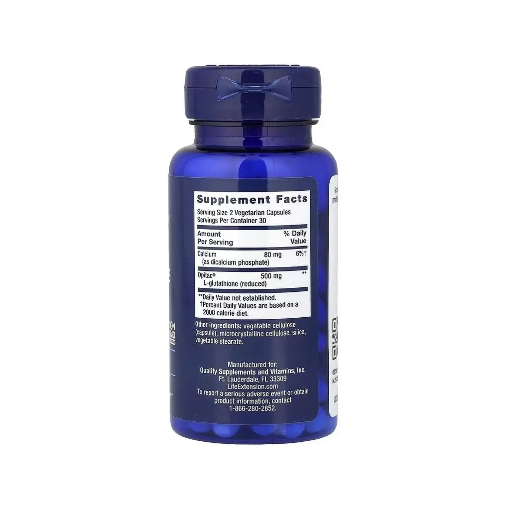 Вітамінно-мінеральний комплекс Life Extension Глутатіон, 500 мг, Glutathione, 60 вегетаріанських капсул (LEX-25213)