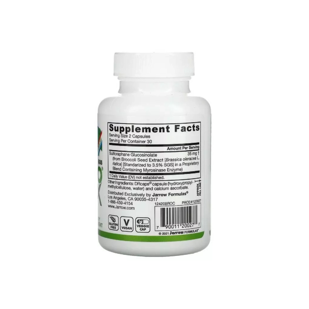 Трави Jarrow Formulas Мірозінази, Myrosinase Activated SGS, BroccoMax, 60 вегетарі (JRW-20027)