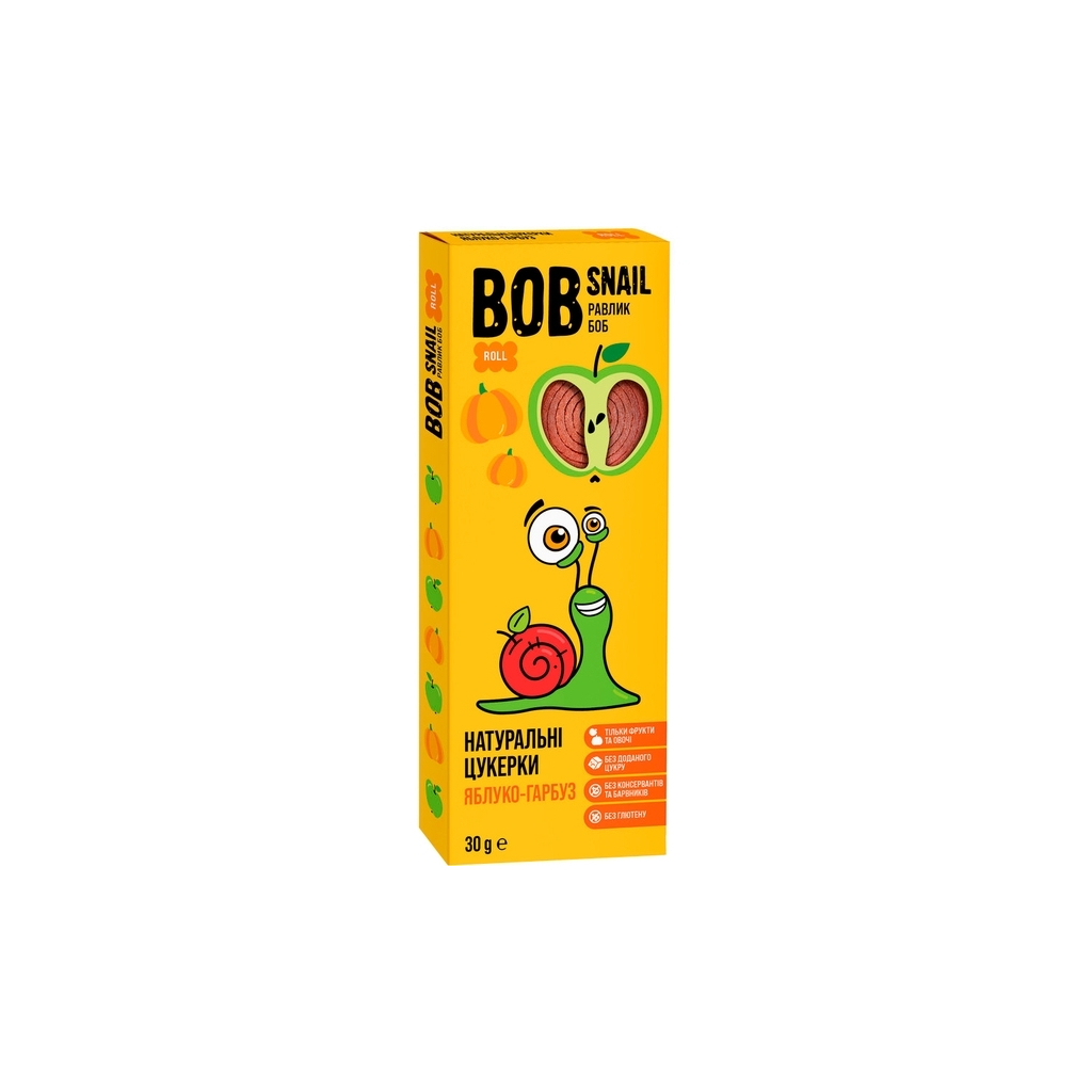 Цукерка Bob Snail Равлик Боб Яблучно-Гарбуз 30 г (4820162520255)