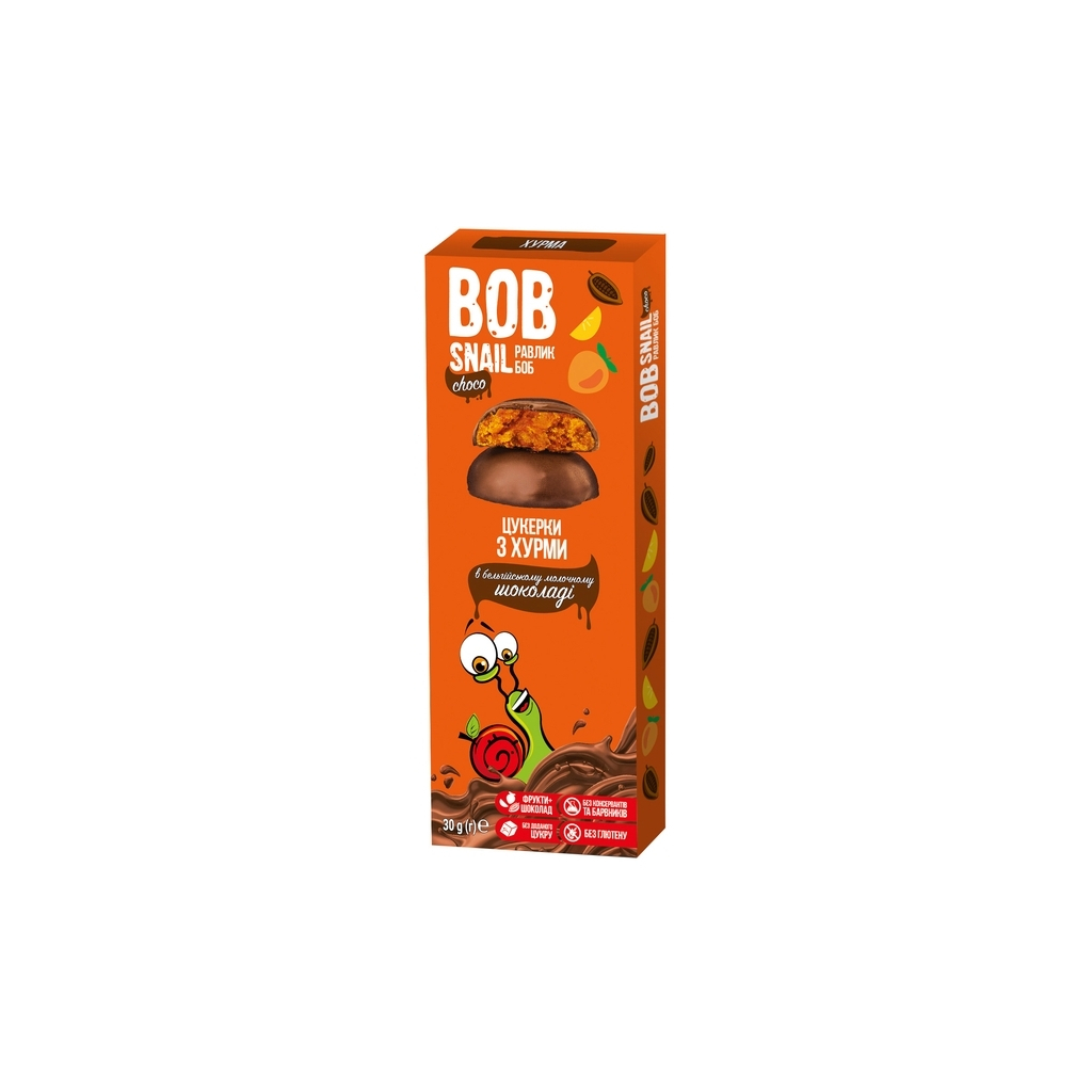 Цукерка Bob Snail Равлик Боб з хурми в молочному шоколаді 30 г (4820219342656)