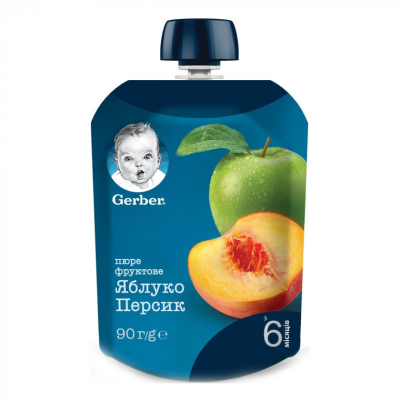 Дитяче пюре Gerber Яблуко і персик 90 г (7613036345460)