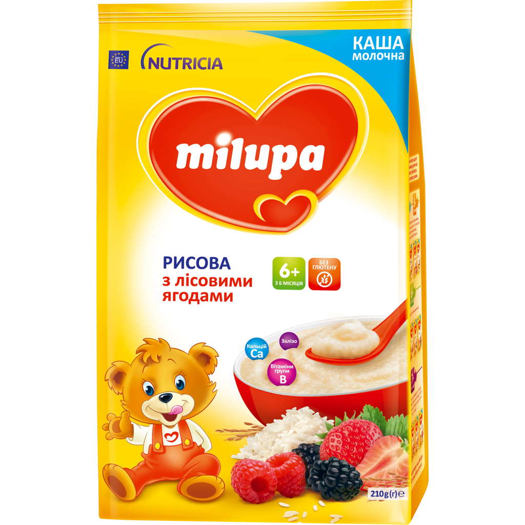 Дитяча каша Milupa Рисова молочна з лісовими ягодами 210 г (5900852047459)