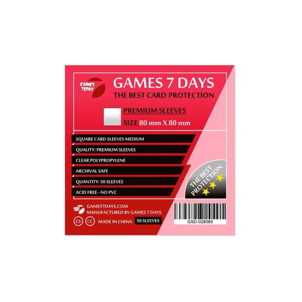 Протектор для карт Games 7 Days 80 х 80 мм, Square Medium, 50 шт (PREMIUM) (GSD-028080) Протектор для карт Games 7 Days 80 х 80 мм, Square Medium, 50 шт (PREMIUM) (GSD-028080)