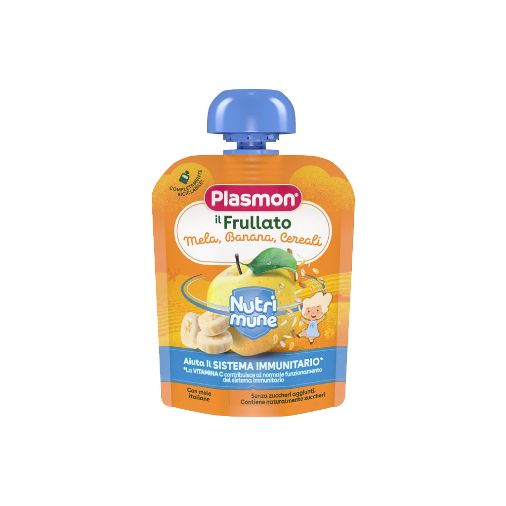 Дитяче пюре Plasmon Яблуко, банан, злаки 85 г (1136140)
