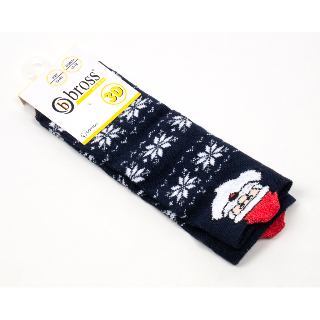 Шкарпетки дитячі Bross новорічні зі Святим Миколаєм (21248-0-6-blue)