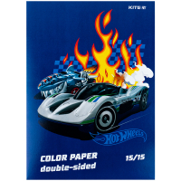 Кольоровий папір Kite А4 двосторонній Hot Wheels 15арк/15 кол (HW24-250)