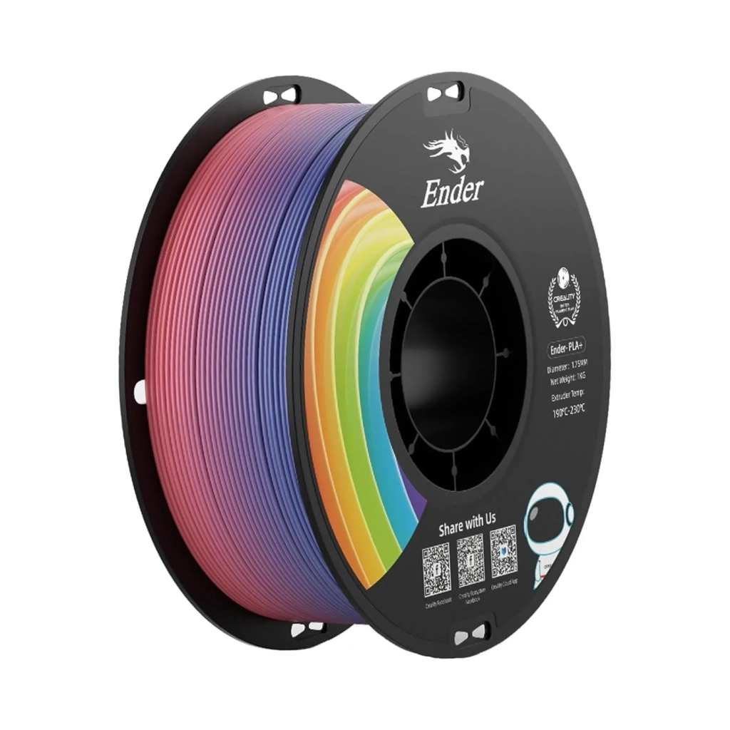 Пластик для 3D-принтера Creality PLA+ 1кг, 1.75мм, rainbow (3301010314)