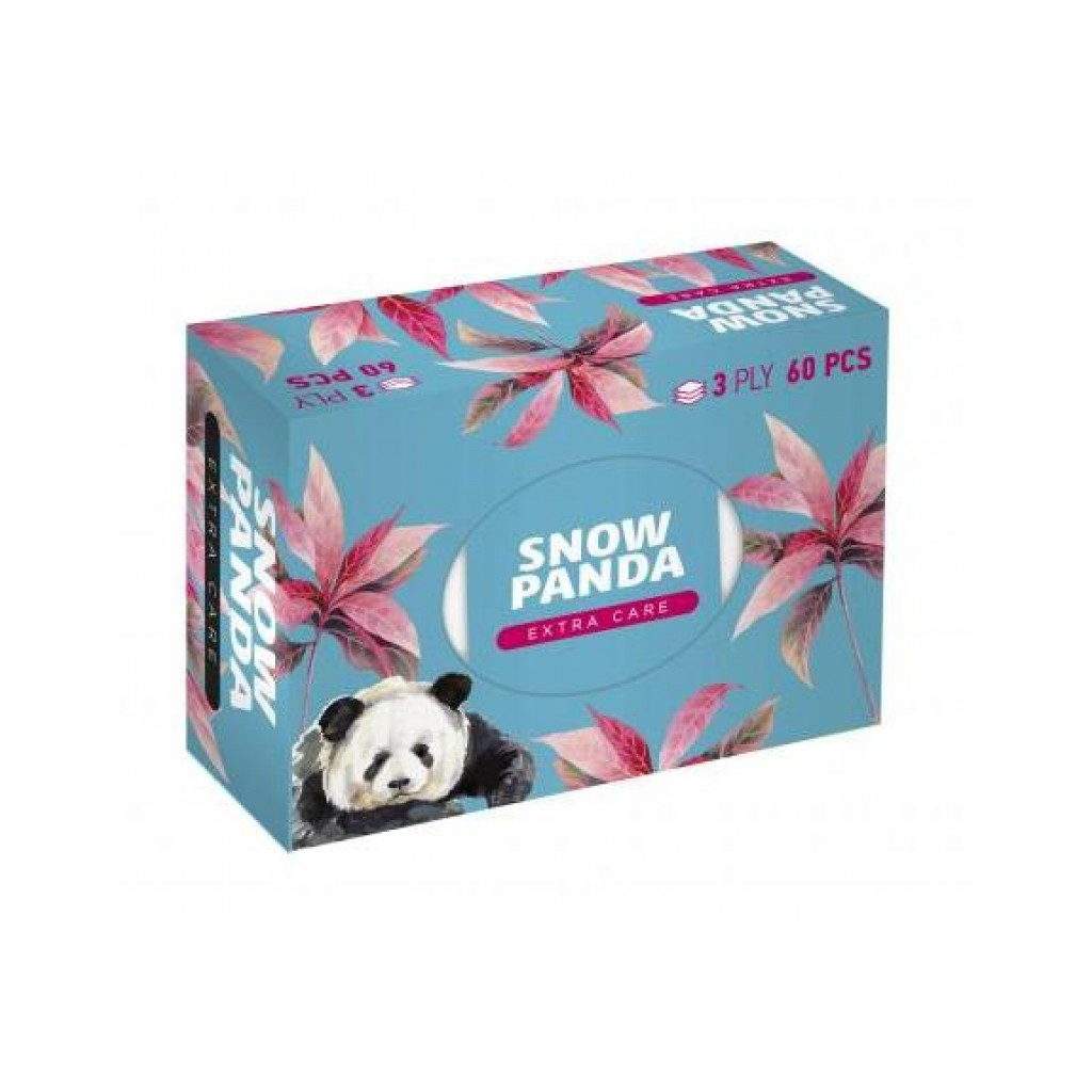 Серветки косметичні Сніжна Панда Extra Care 3 шари 60 шт. (4820183971227)