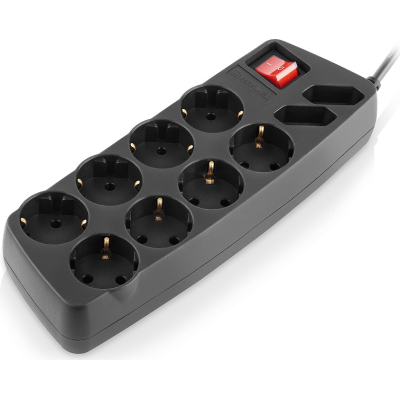 Мережевий фільтр живлення REAL-EL REAL-EL RS-10 Protect, 5m, black (EL122300040)