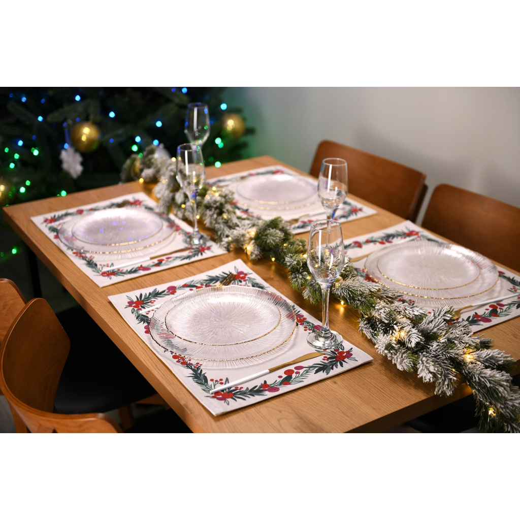 Килимок сервірувальний Ardesto Christmas Happy Holidays 30 х 45 см, 90% поліестер, 10% бавовна, білий віночок (ART06HH)