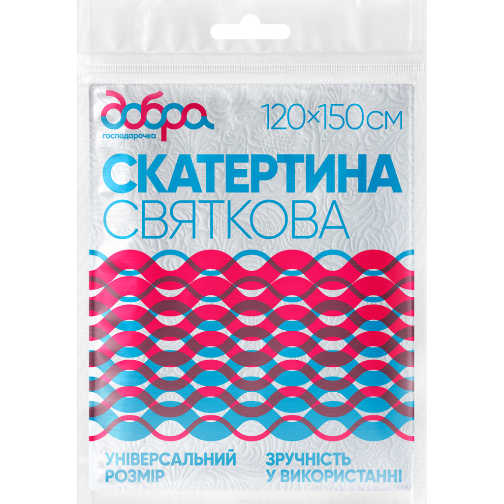 Скатертина одноразова Добра Господарочка Святкова Біла 120 х 150 см 1 шт. (4820086522076)