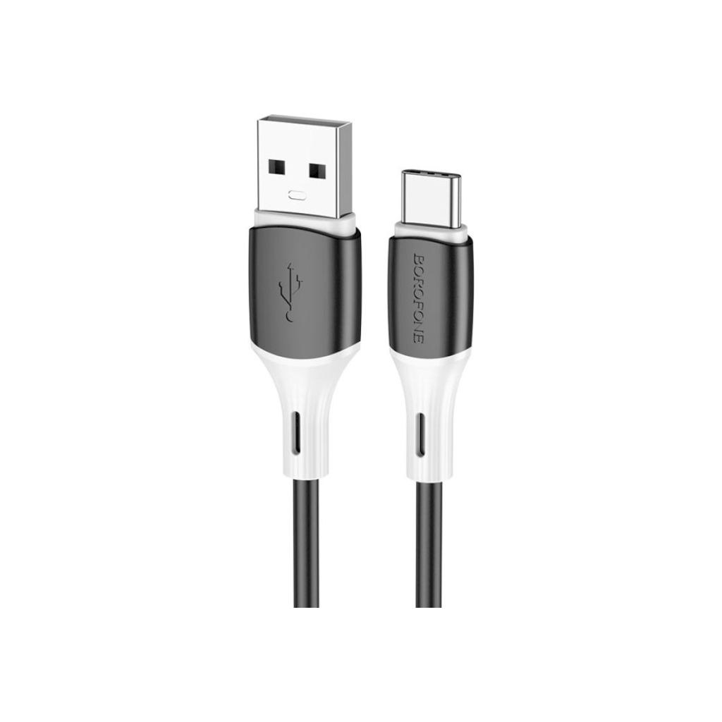 Дата кабель USB 2.0 AM to USB-C 1.0m 3A silicone BX79 black BOROFONE (6974443384789)