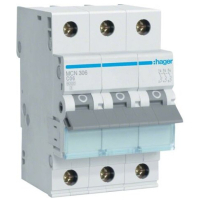 Automatic switch Hager 3-p. C 6A (6kA) 3M (B) (MCN306)