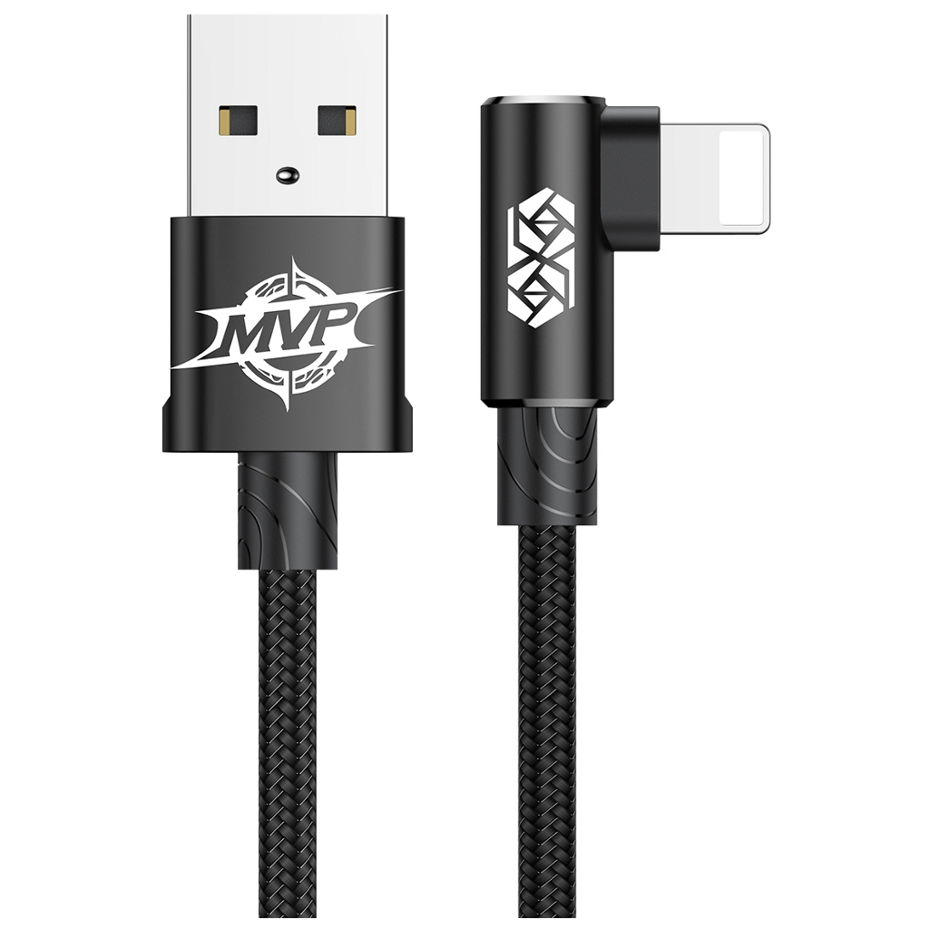 Дата кабель USB 2.0 AM to Lightning 2.0m 1.5A 90° corner black Baseus (CALMVP-A01)
