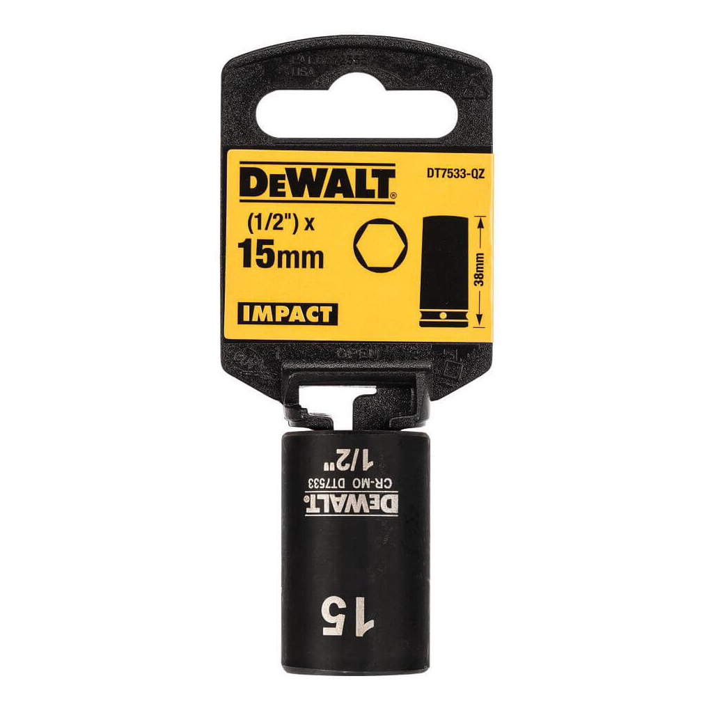 Торцева головка DeWALT IMPACT ударная короткая, 1/2" х 15 мм, шестигранная (DT7533)