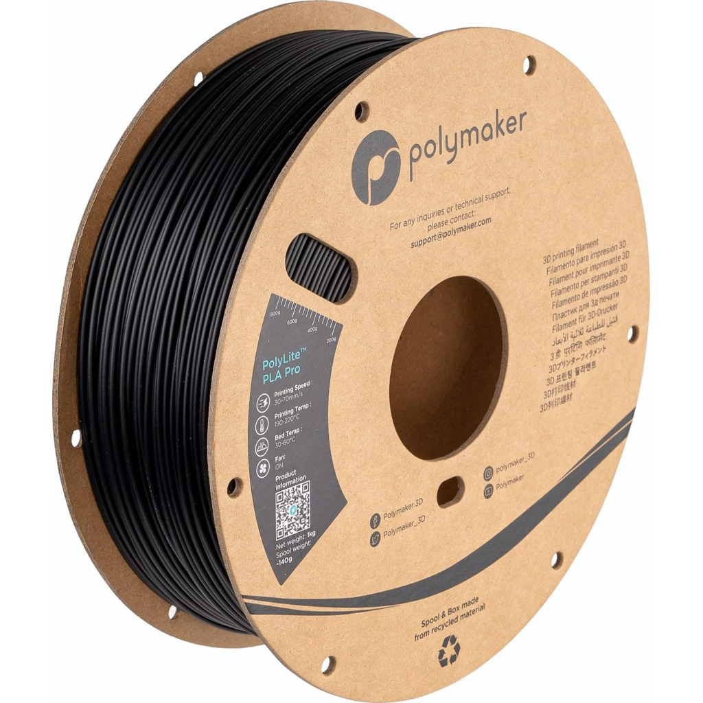 Пластик для 3D-принтера Polymaker PLA POLYLITE PRO 1,75mm 1kg BLACK (PA07001)