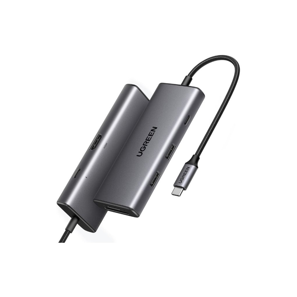 Концентратор Ugreen USB-C 7-in-1 2xUSB 3.0 + HDMI 4K30Hz + USB-C + SD/TF + PD 100W (15531)