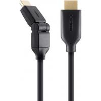 Кабель мультимедійний HDMI to HDMI 2.0m High Speed w/Ethernet 2м, 180 degree angle Belkin (F3Y026BT2M)