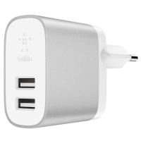 Зарядний пристрій Belkin BOOST^CHARGE DUAL USB-24W/4.8A, Silver (F7U049VFSLV)