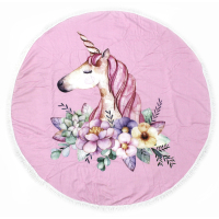 MirSon beach towel No. 5076 Summer Time Pink Unicorn Girl 150x150 cm (2200003947847)