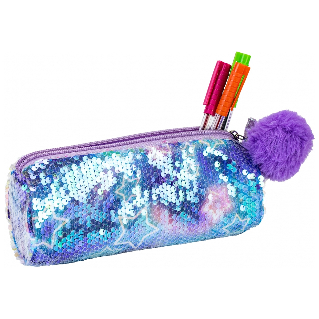 Пенал Cool For School з паєтками та помпоном 1 відділення синій (CF87062) Пенал Cool For School з паєтками та помпоном 1 відділення синій (CF87062)