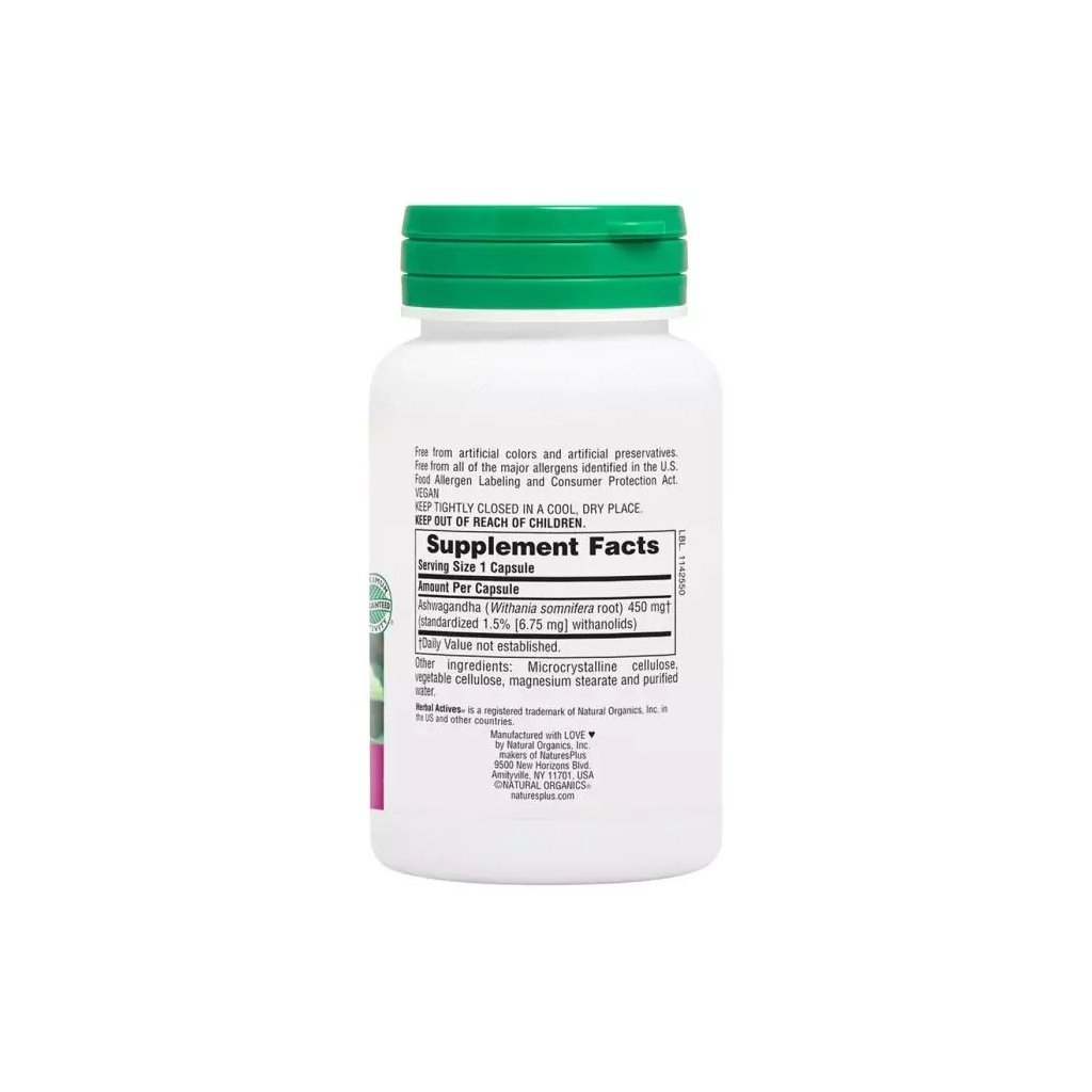 Трави Natures Plus Ашваганда, 450 мг, Ashwagandha, Herbal Actives, 60 Вегетаріанських Капс (NAP-07108) Трави Natures Plus Ашваганда, 450 мг, Ashwagandha, Herbal Actives, 60 Вегетаріанських Капс (NAP-07108)