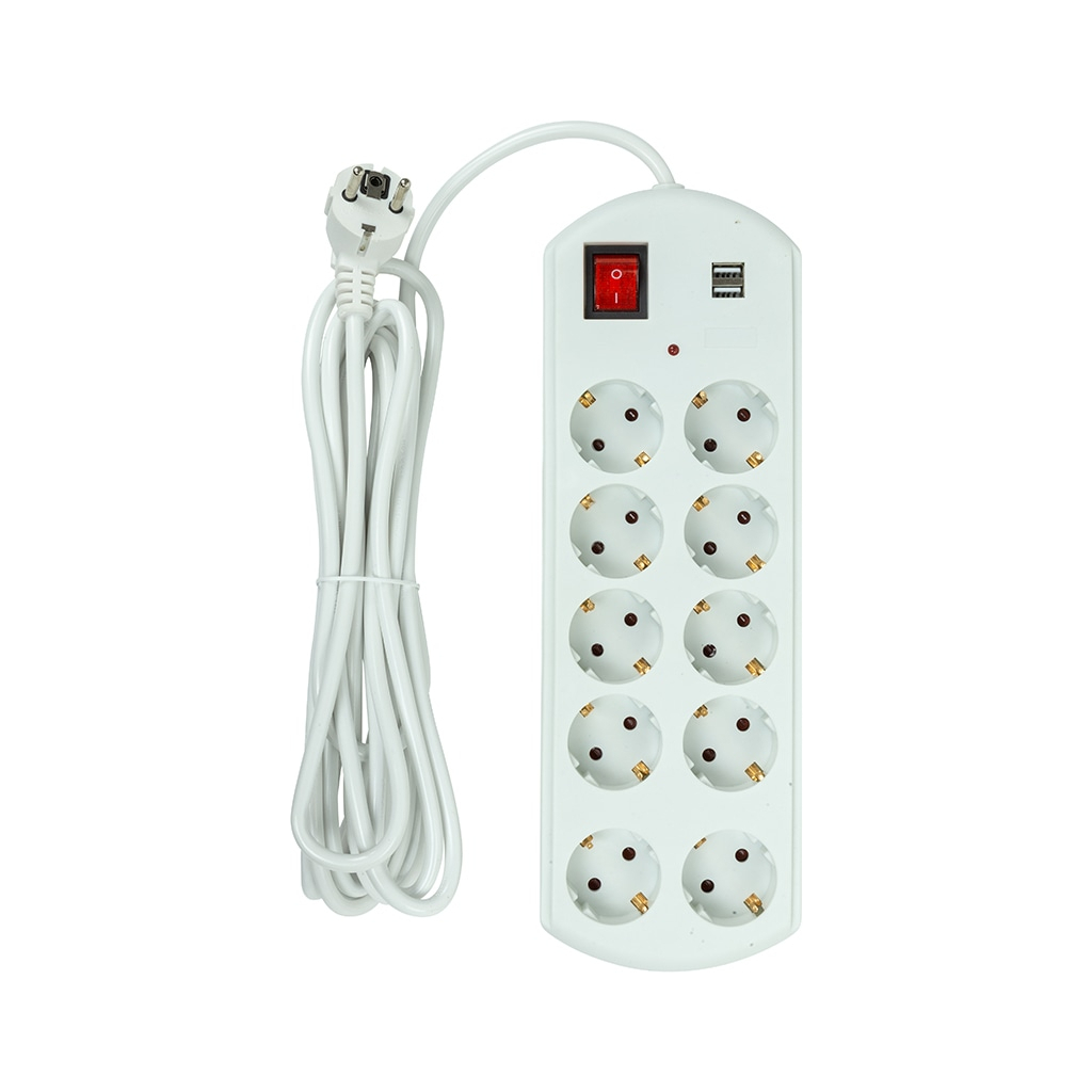 Мережевий фільтр живлення PowerPlant 5м, 10 розеток, USB, євро, 100% мідь (YS-N6065/5) (EX610556) Мережевий фільтр живлення PowerPlant 5м, 10 розеток, USB, євро, 100% мідь (YS-N6065/5) (EX610556)