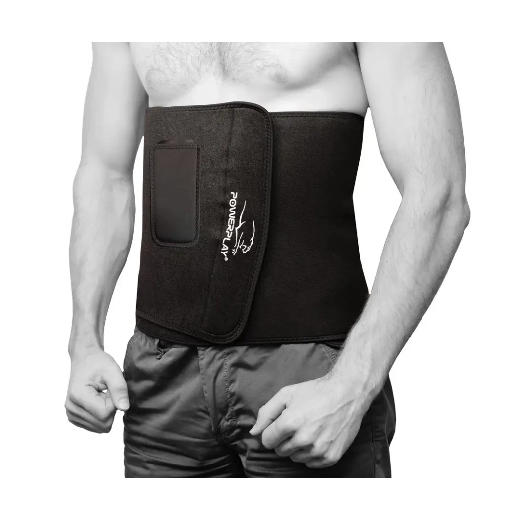Пояс для схуднення PowerPlay 4301 125 х 30 см + кишеня для смартфона Чорний (PP_4301_Black_125_Pocket)