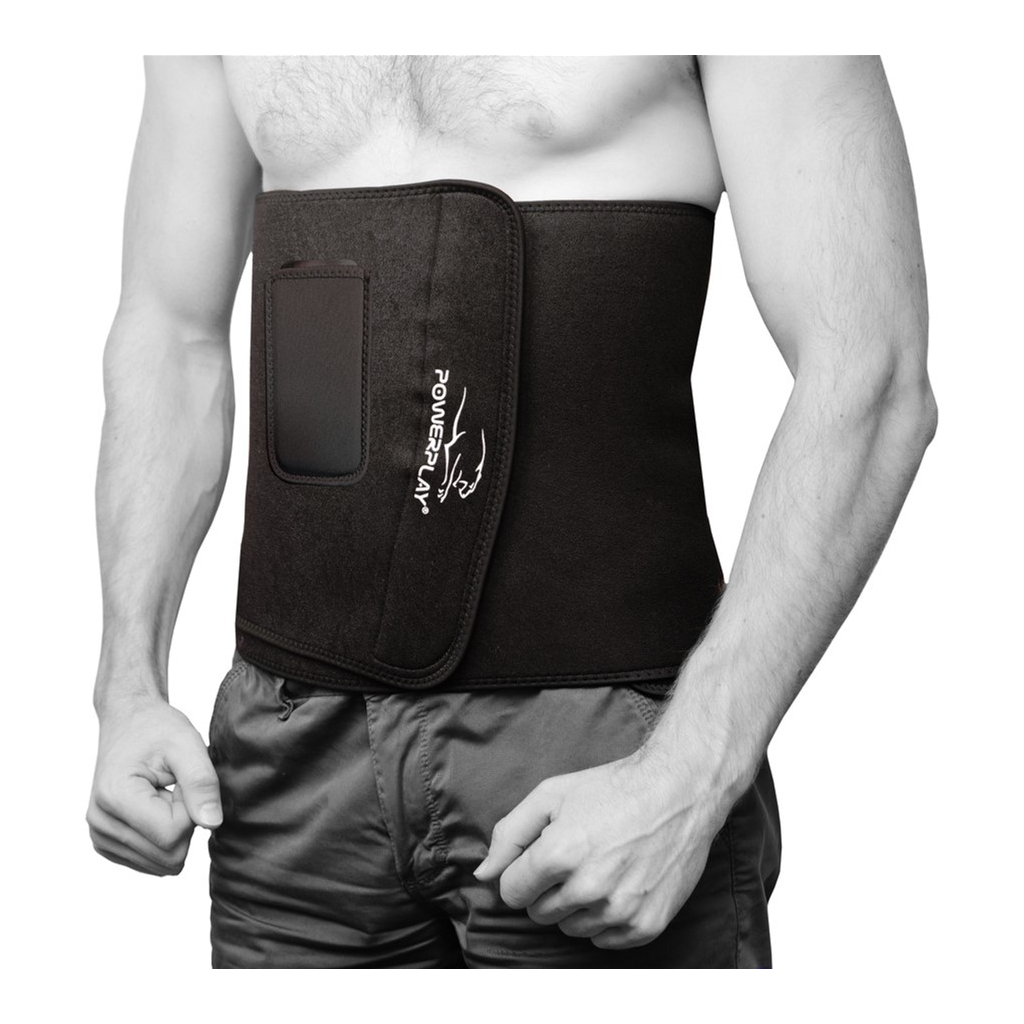Пояс для схуднення PowerPlay 4301 125 х 30 см + кишеня для смартфона Чорний (PP_4301_Black_125_Pocket)