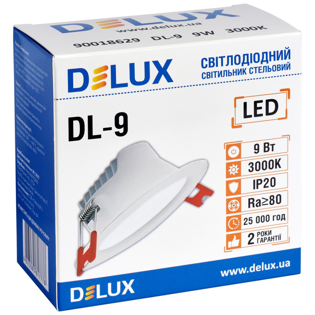 Світильник Delux DL-9 3000К 9Вт 720лм 230В D110мм (90018629) Світильник Delux DL-9 3000К 9Вт 720лм 230В D110мм (90018629)