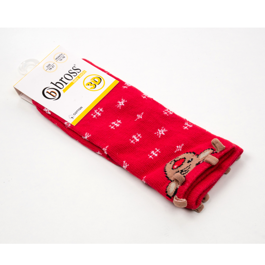 Шкарпетки дитячі Bross новорічні з оленем (21248-6-12-red)