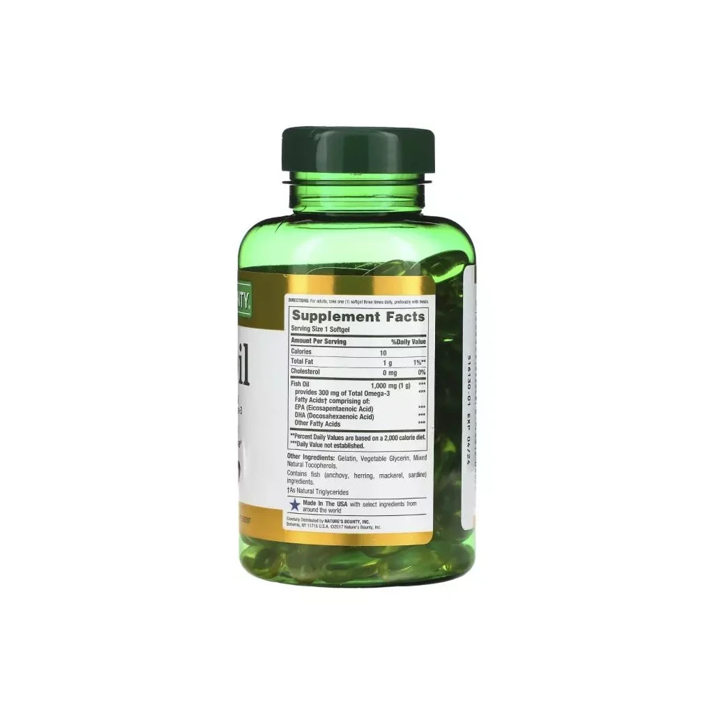 Жирні кислоти Nature's Bounty Риб'ячий жир, 1000 мг, Fish Oil, 145 гелевих капсул (NRT-03822) Жирні кислоти Nature's Bounty Риб'ячий жир, 1000 мг, Fish Oil, 145 гелевих капсул (NRT-03822)