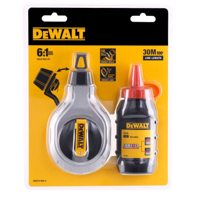 Шнур розміточний DeWALT 30м, в комплекті крейдяний порошок. (DWHT47408-0)
