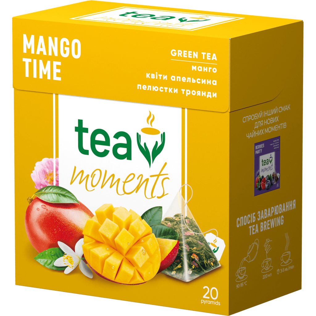 Чай Tea Moments Mango Time зелений 20х1.7 г пірамідки (tm.00292)