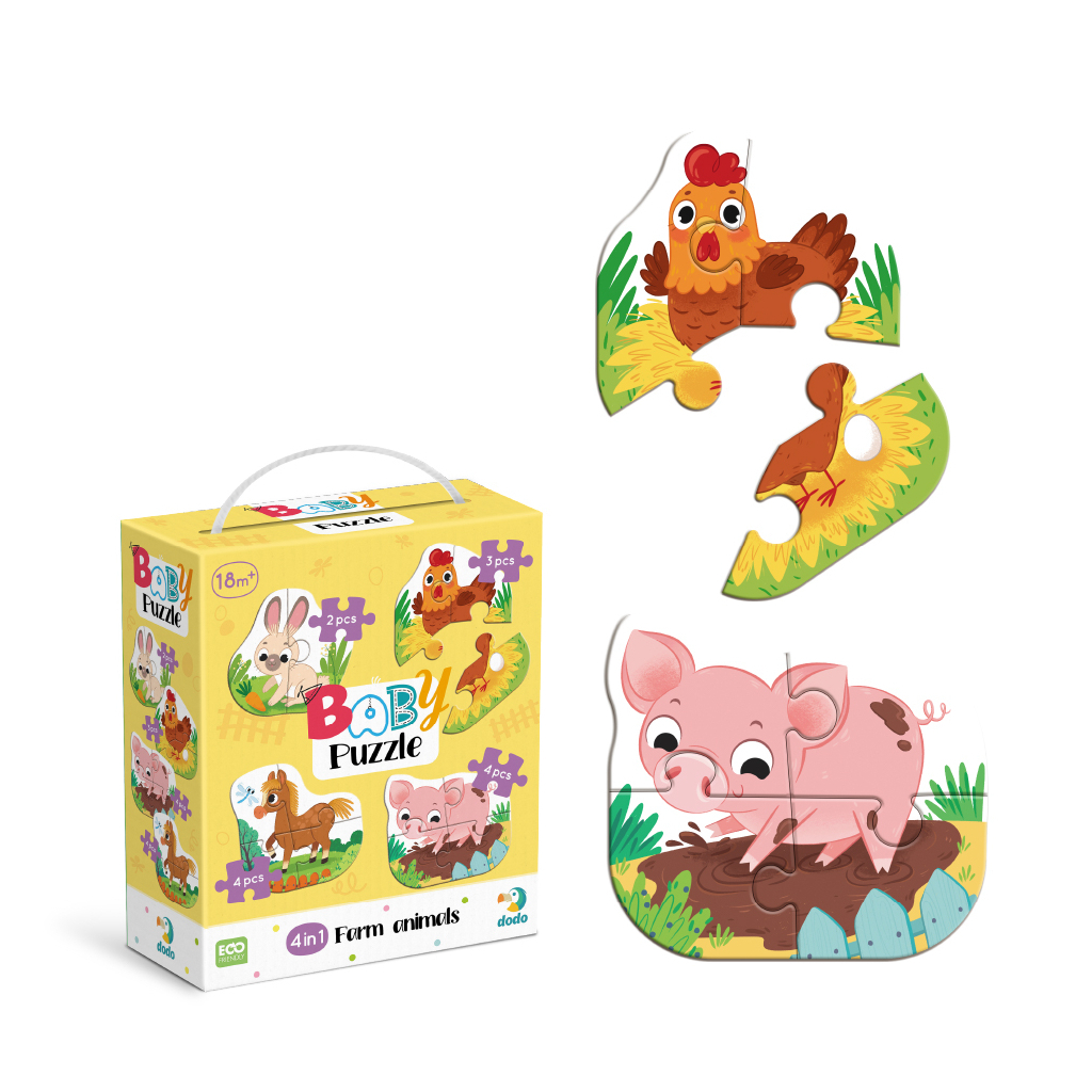 Пазл DoDo 4 в 1 Baby puzzle. Сільські тварини (300686) Пазл DoDo 4 в 1 Baby puzzle. Сільські тварини (300686)