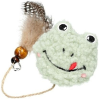 Toy for cats Hippie Pet Plush frog with a feather green 11 cm (HIPCT2304102-2)