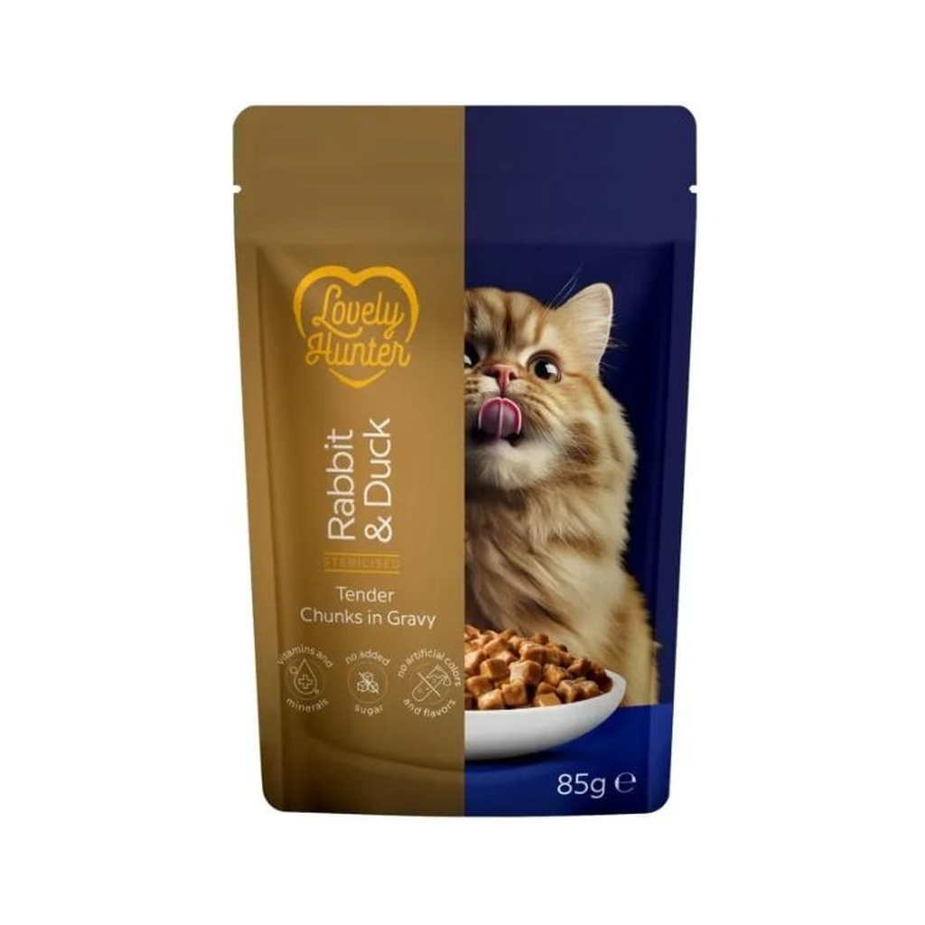 Вологий корм для кішок Lovely Hunter Sterilised Adult with Rabbit and Duck 85 г (LHU47938)