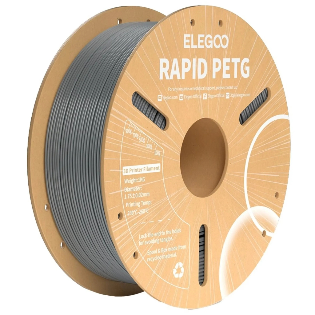 Пластик для 3D-принтера ELEGOO Rapid PETG 1кг, 1.75мм, grey space (50.203.0312) Пластик для 3D-принтера ELEGOO Rapid PETG 1кг, 1.75мм, grey space (50.203.0312)