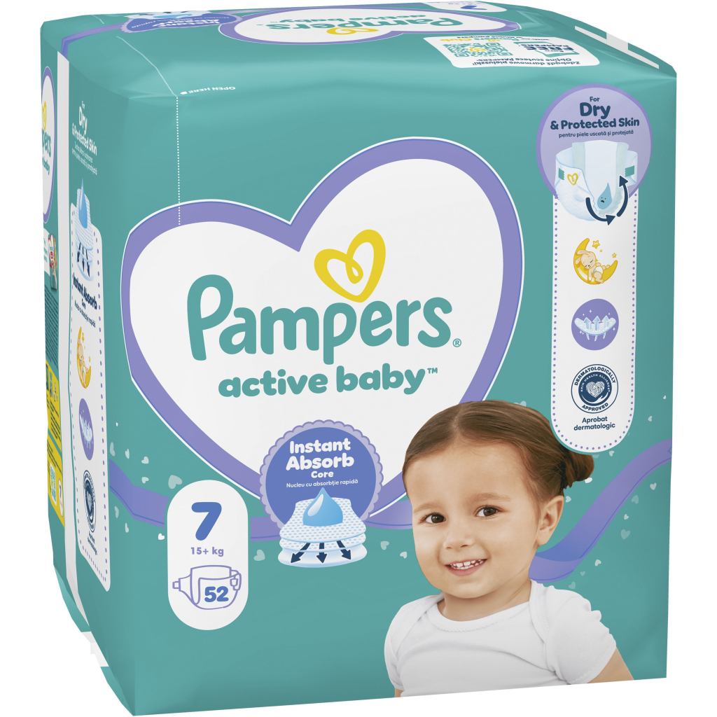 Підгузки Pampers Active Baby Розмір 7 (15+ кг) 52 шт (8006530230131) Підгузки Pampers Active Baby Розмір 7 (15+ кг) 52 шт (8006530230131)
