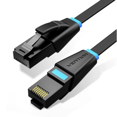 Патч-корд 1m UTP cat 6 RJ-45 flat black Vention (IBJBF)