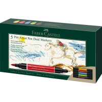 Art marker Faber-Castell set of two-sided Pitt Artist Pen Dual Marker, 5 colors (32416)