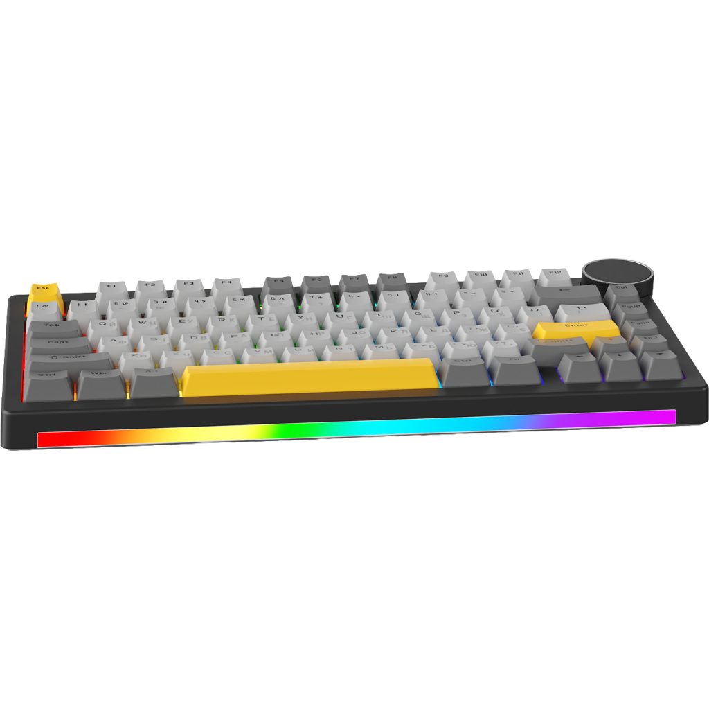 Клавіатура Ajazz AK820 V2 Coconut Flake Switch Wireless/Bluetooth/USB UA Black/Gray/Yellow (AK820-V2-CF-BGY)