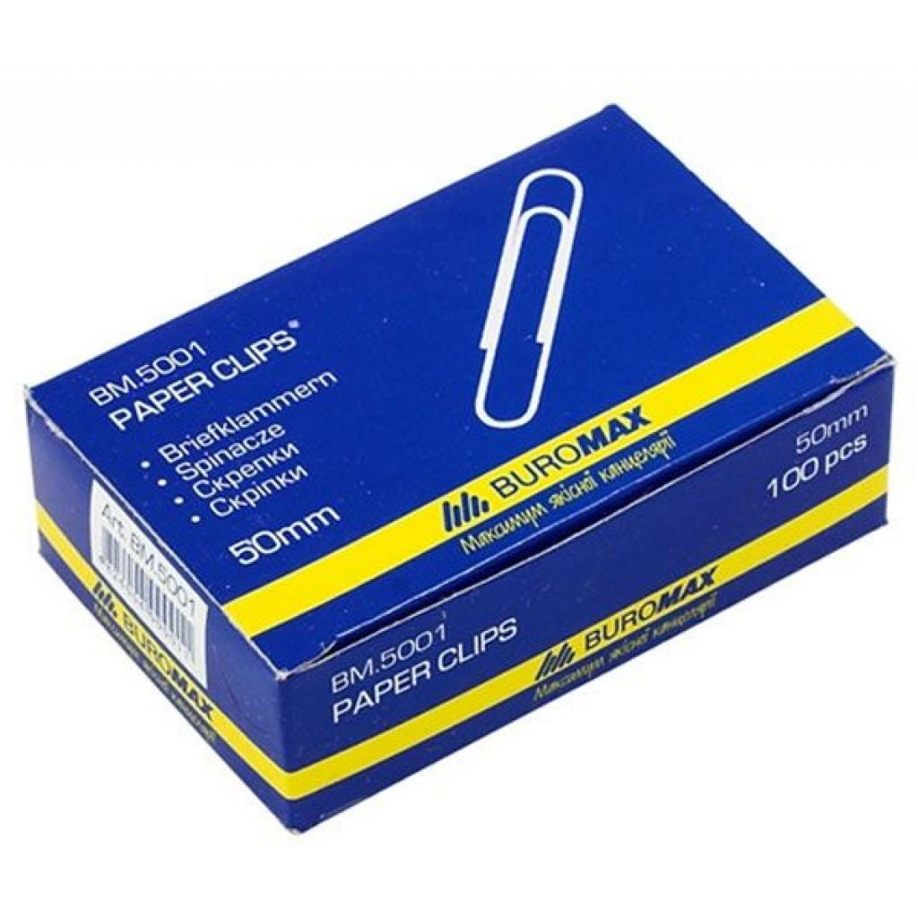 Скріпки канцелярські Buromax 50мм, nickel-plated, 100шт (BM.5001) Скріпки канцелярські Buromax 50мм, nickel-plated, 100шт (BM.5001)