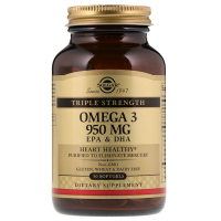 Solgar Omega-3 Fatty Acids, EPA and DHA, Triple Strength, 950 mg, 50 gelatin (SOL-02057)